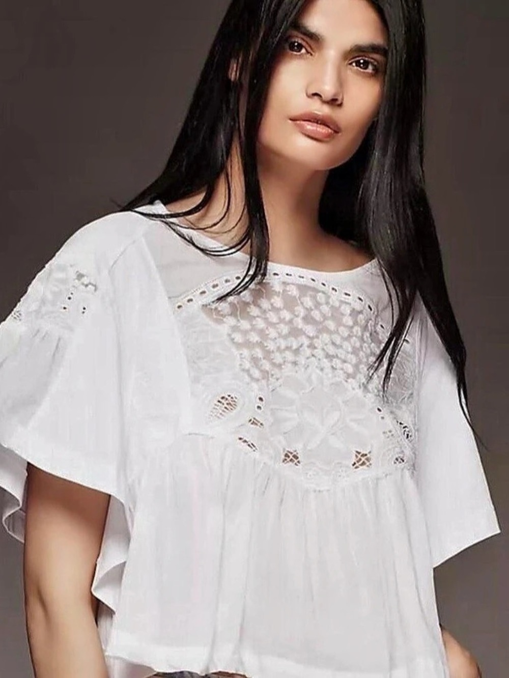Anthropologie Maeve Embellished Cotton Swing Top - Women's XL